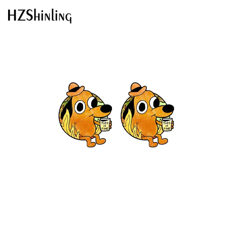 2021 New “This Is Fine” Stud Earrings - Image 5