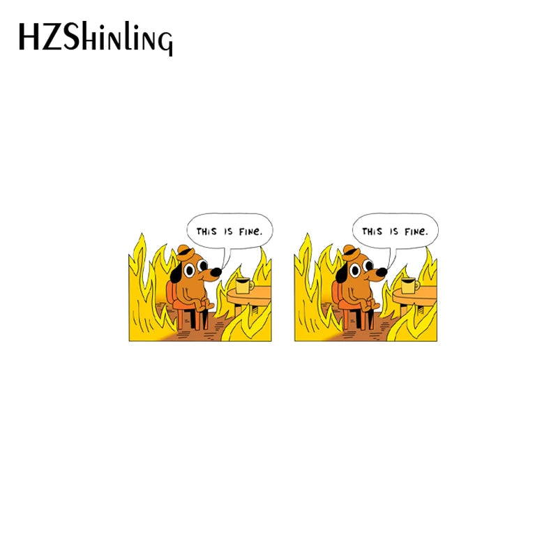2021 New “This Is Fine” Stud Earrings - Image 3