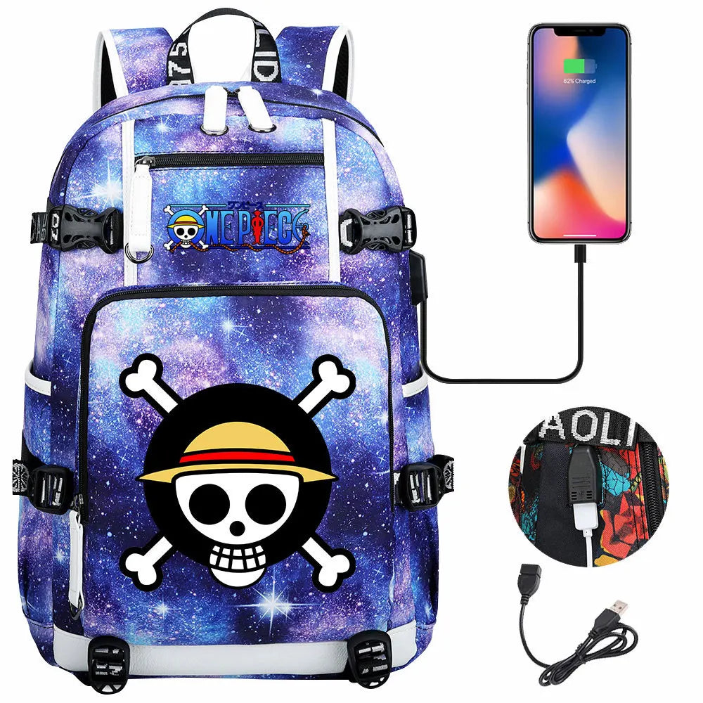 One Piece Anime Large Capacity Backpack with USB - Image 36