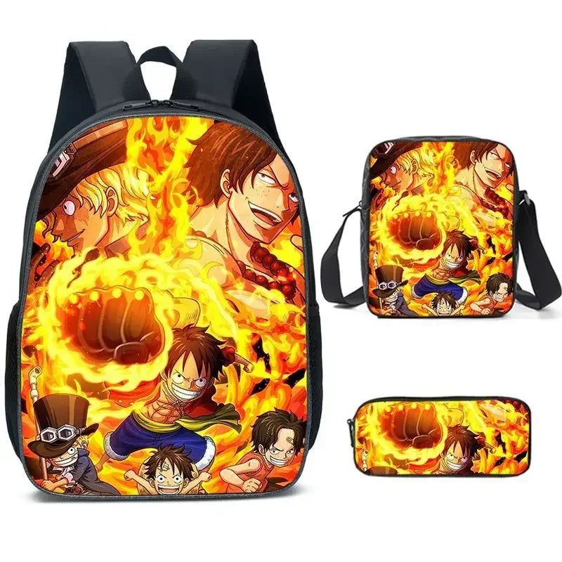 3PC-SET One Piece Luffy Schoolbag Backpack - Image 3