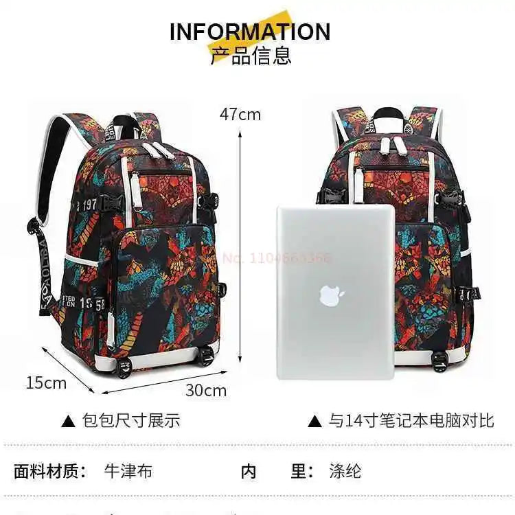 One Piece Anime Large Capacity Backpack with USB - Image 5